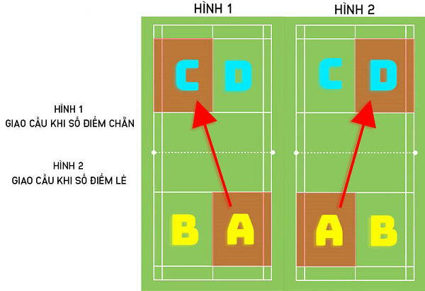 Luật giao cầu lông đôi và cách tính điểm giao cầu