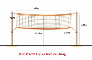 Kích thước lưới cầu lông tiêu chuẩn