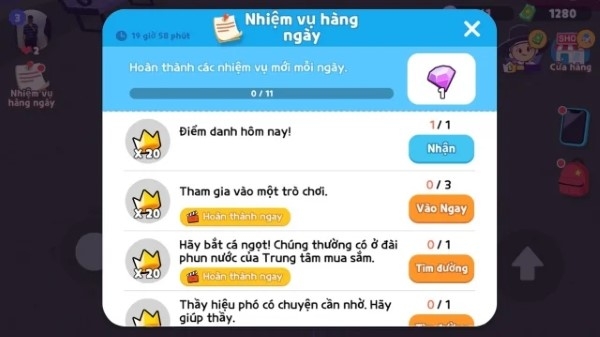 Hoàn thành nhiệm vụ hàng ngày để kiếm kim cương trong Play Together 