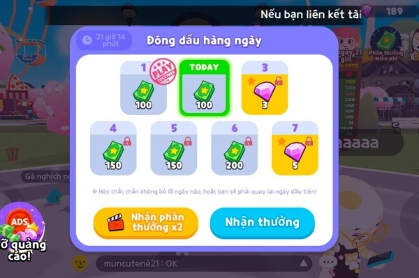 Đănh nhập hằng ngày để kiếm kim cương trong Play Together