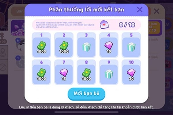 Mời bạn chơi game để kiếm kim cương trong Play Together