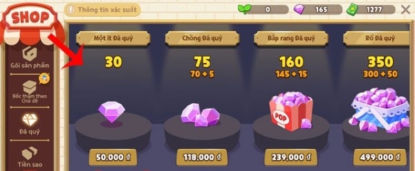 Mua gói kim cương trong game 