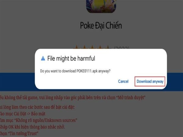 Bắt đầu cài đặt game Poke Đại Chiến