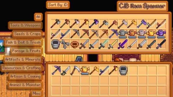 Các công cụ trong Stardew Valley