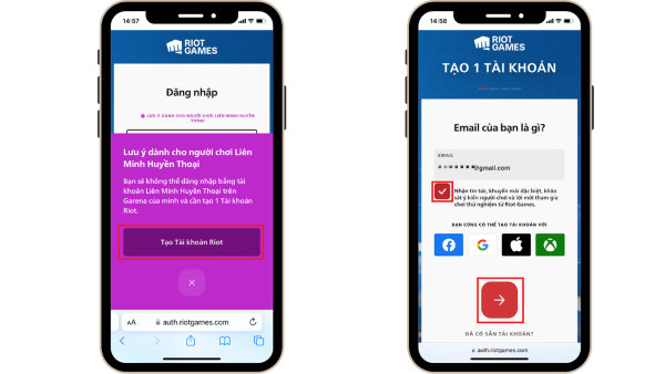 Cách tạo tài khoản Riot VN trên điện thoại