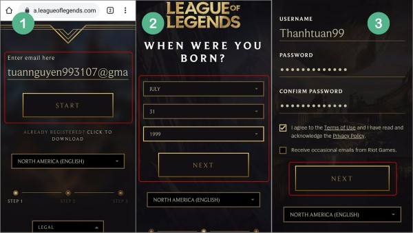 Cách tạo tài khoản Riot NA trên điện thoại