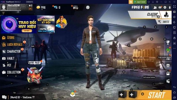 Giao diện chính của game Free Fire