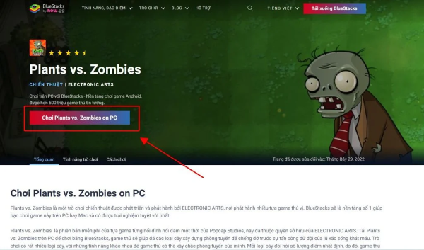 Hướng dẫn tải Game Plants vs Zombies 1 cho PC