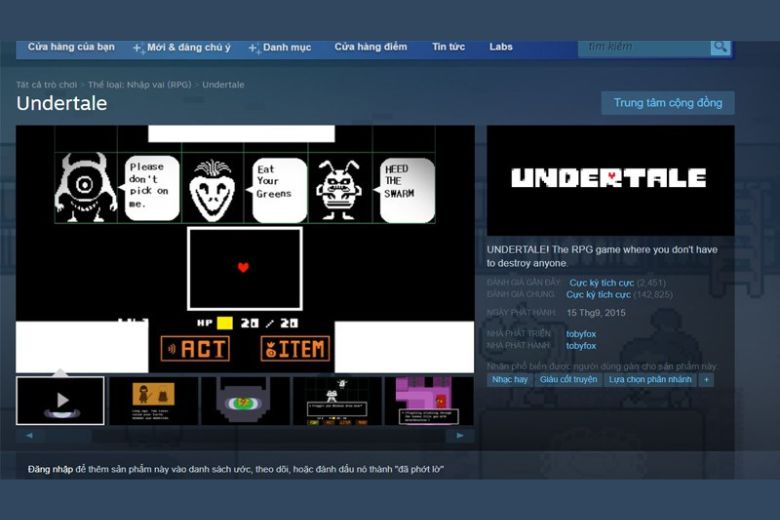 Cấu hình chi tiết game Undertale