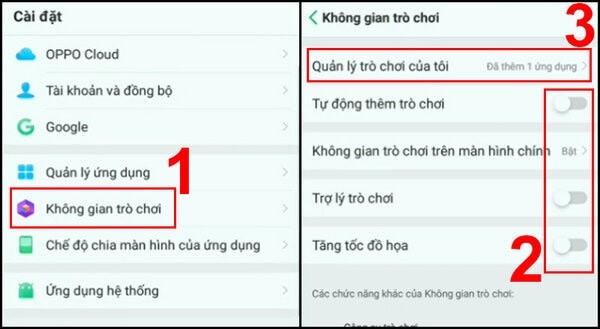 Tắt các tính năng trên Không gian trò chơi của điện thoại OPPO