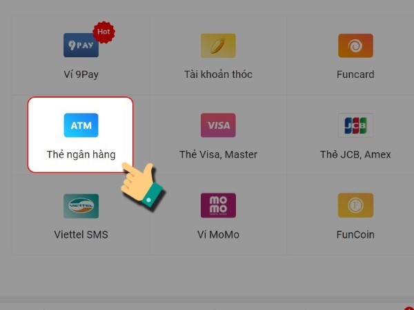 Cách nạp game Giang Hồ Ngũ Tuyệt bằng thẻ ATM