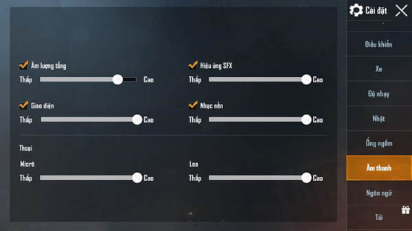 Cài đặt âm thanh trong PUBG