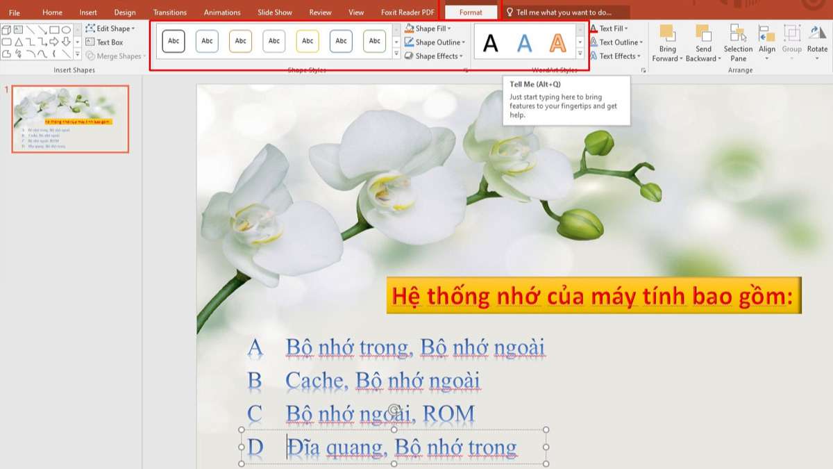 Tạo Slide câu hỏi