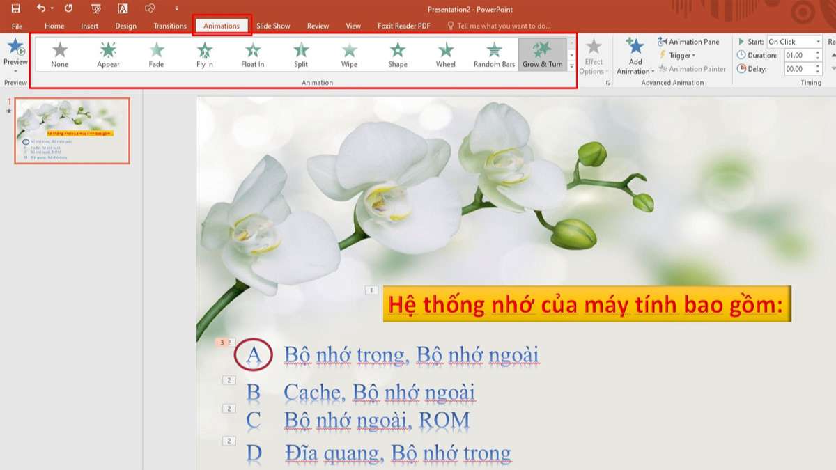 Tạo slide "Đáp án đúng" và "Đáp án sai"