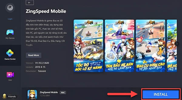 Cài đặt Zing Speed Mobile trên giả lập