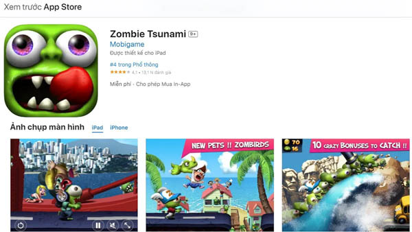 Hướng dẫn cách tải Zombie Tsunami cho IOS